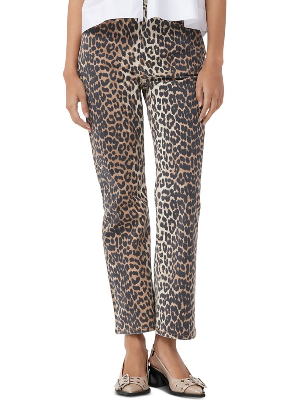 Ganni Betzy Cropped Leopard Jeans